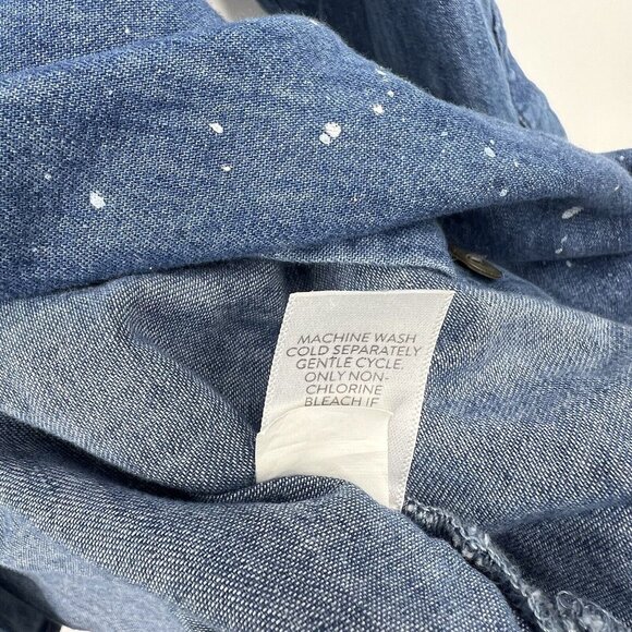 J.Jill Denim S Paint Splatter Button Down Chambray Shirt Blue Womens Size Small - Picture 9 of 11